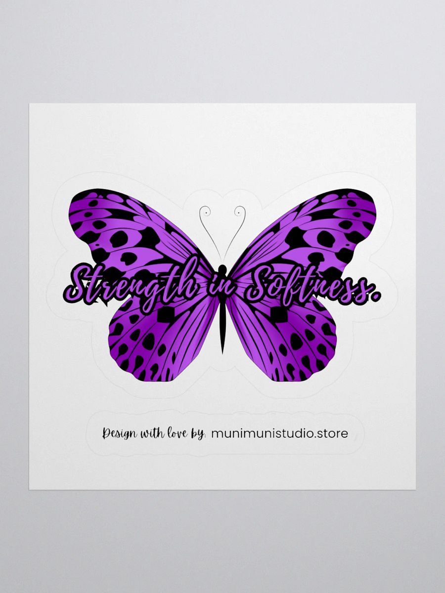 Strength in Softness – Purple Butterfly Inspirational Quote Sticker product image (2)