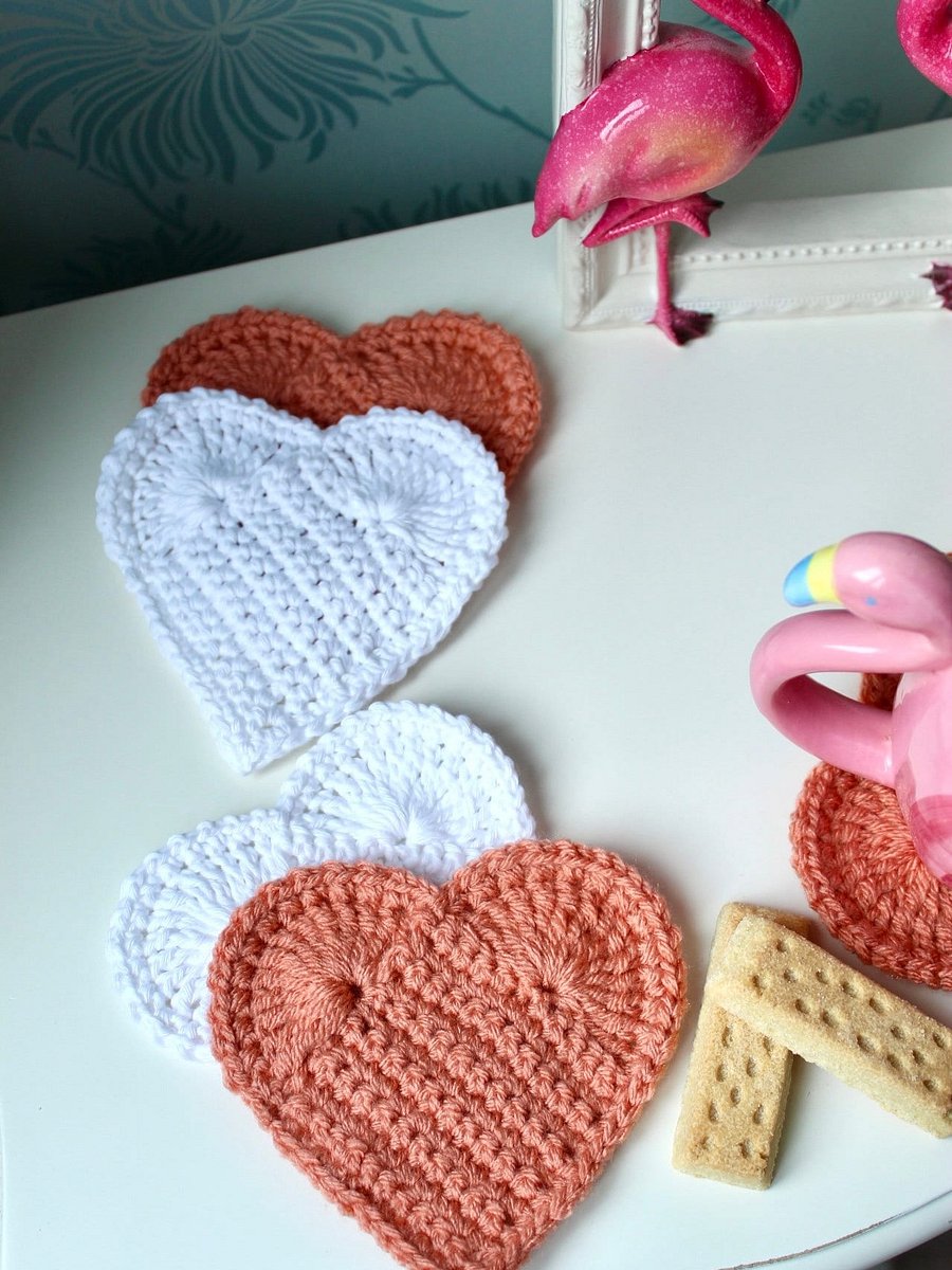 Yasmin Heart Coaster - crochet heart coaster PDF pattern/ coaster crochet pattern/ heart shaped coaster/ crochet heart appliqué/ crochet pattern digital download product image (3)