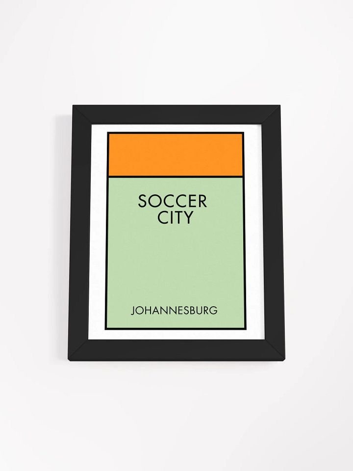 Soccer City Johannesburg Monopoly Title Art Framed Print product image (2)