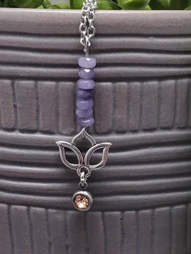 Lavender Amethyst & Lotus Flower Necklace – Intuition • Calm • Spiritual Awakening product image (2)