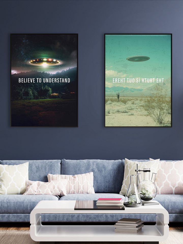 Believe to Understand/The X-Files poster, S07E11 tagline, 2000 — sci-fi poster, movie art, I want to believe poster, space print, aliens wall decor product image (2)