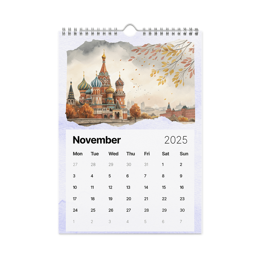 WORLD CAPITALS WATERCOLOR WALL CALENDAR 2026 product image (11)