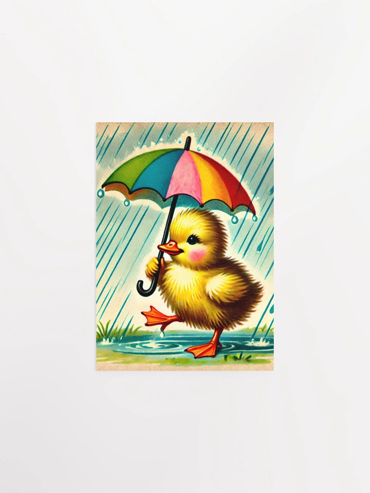 Baby Chick with Rainbow Umbrella Premium Matte Print product image (1)