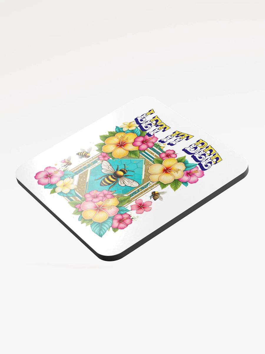 Let It Bee Flower Buzzing Garden Glossed Cork Coaster product image (3)