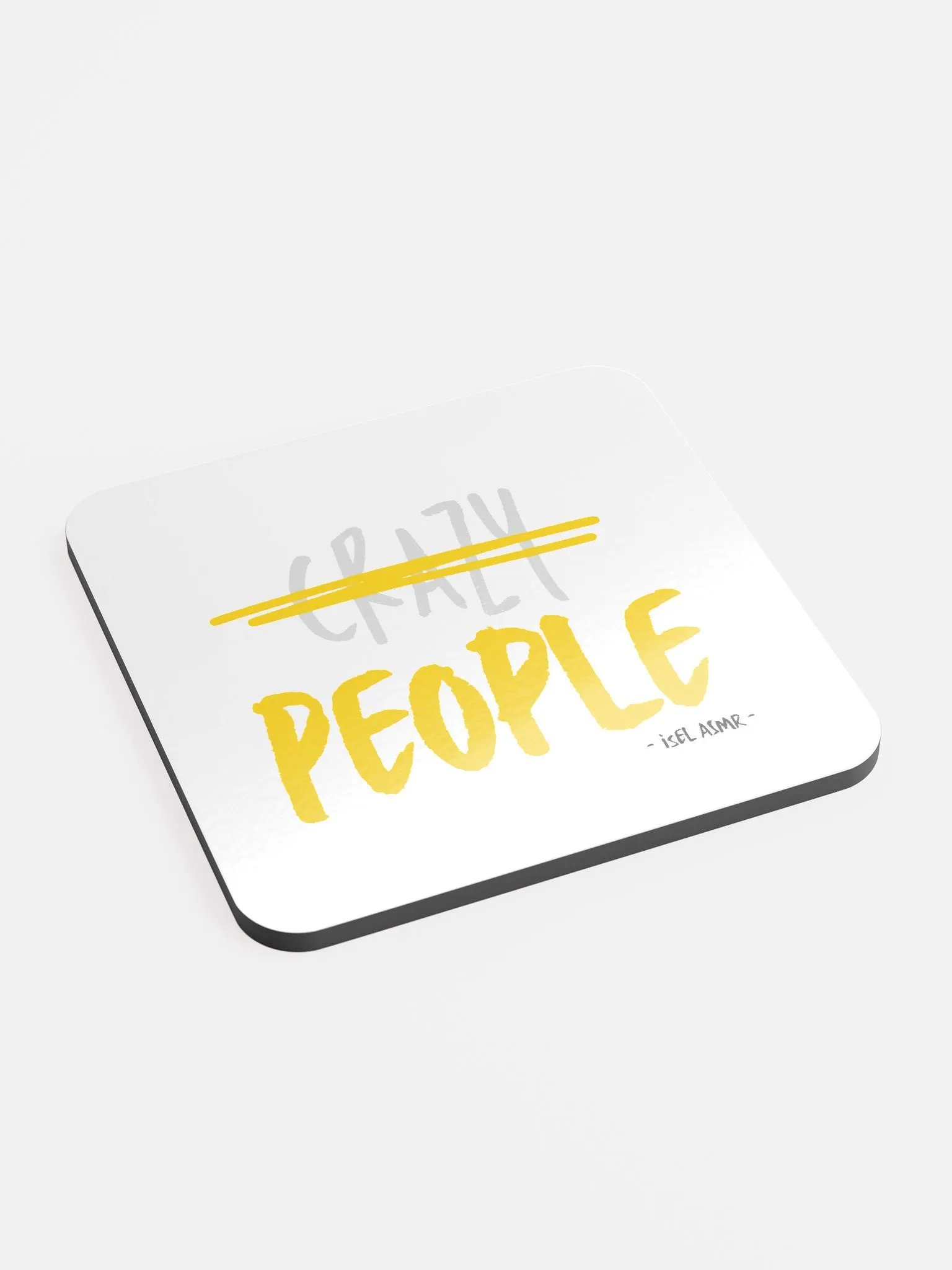 'Crazy People' Glossed Cork Coaster product image (2)