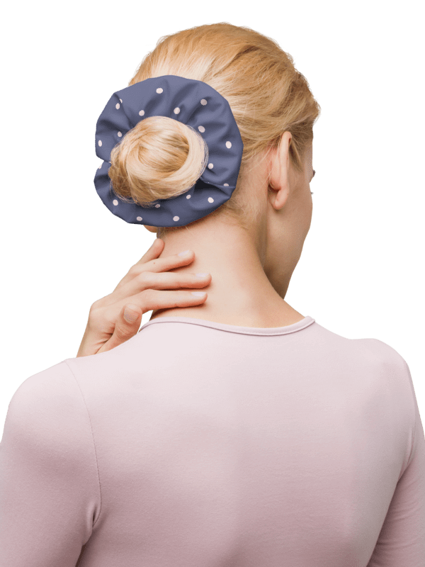 Blue Scrunchie with Cream Dots product image (2)