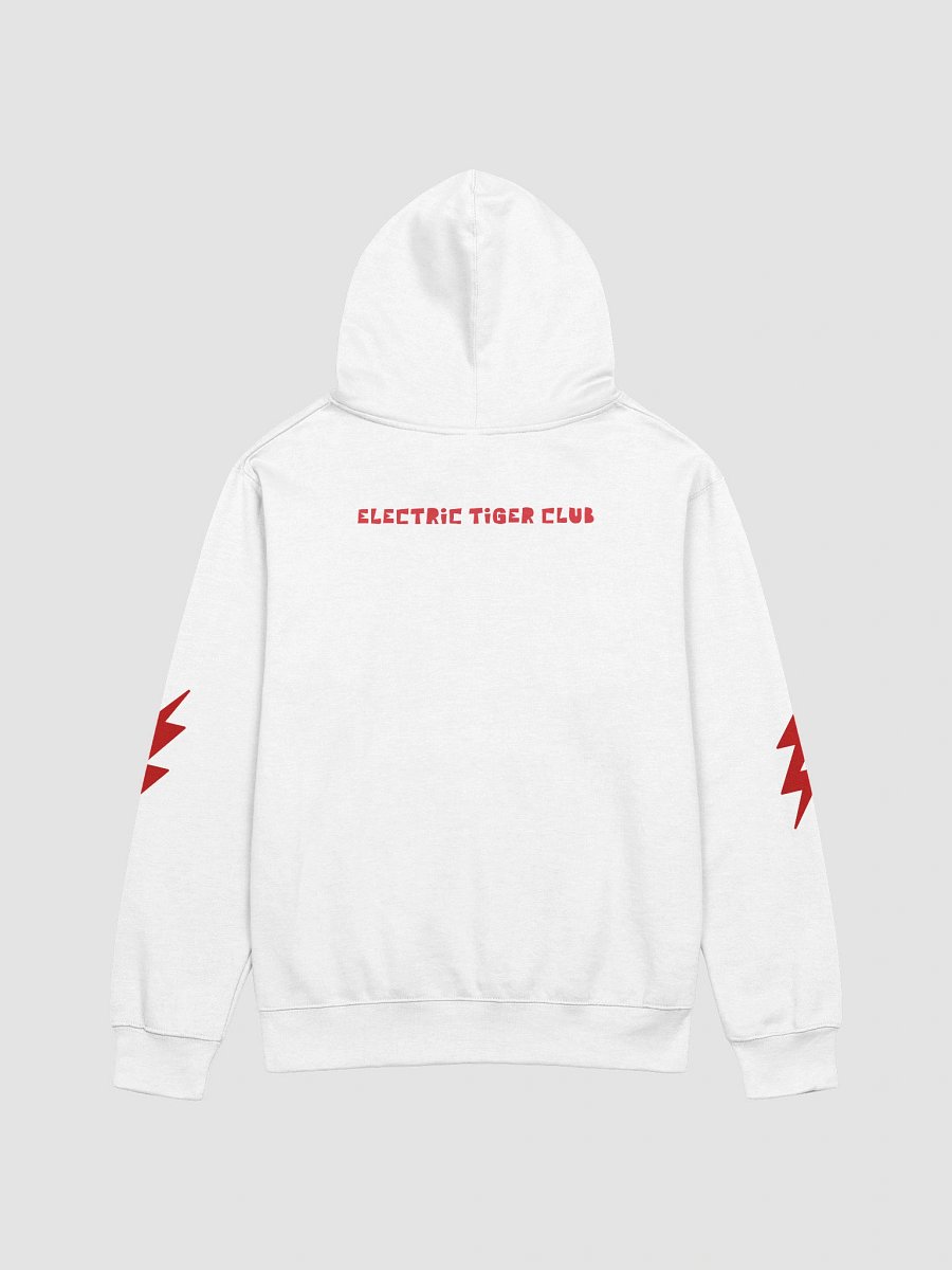 White Electric Tiger with Pink Lightning Bolts - Cotton Hoodie with Front Pocket product image (2)