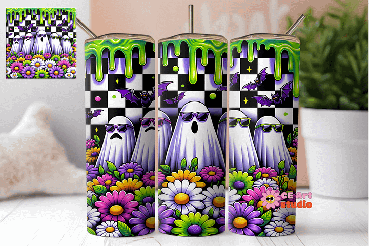 Ghost Halloween Cute Tumbler Wrap PNG product image (1)