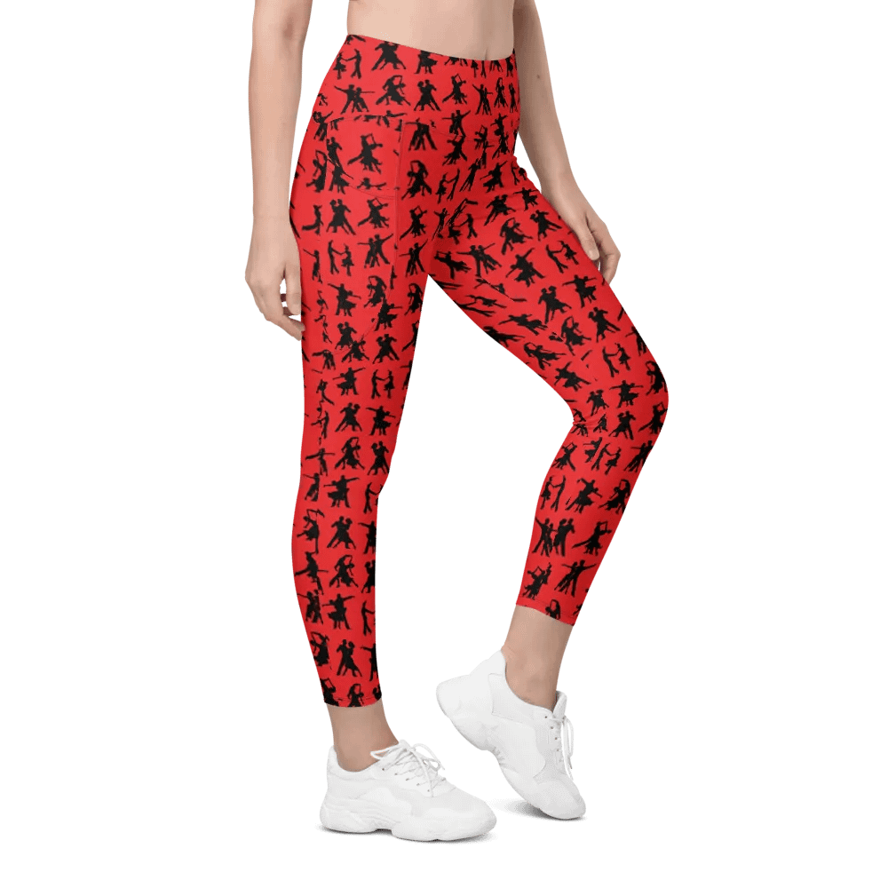 Red and Black Ballroom Dancing Leggings with Pockets product image (12)