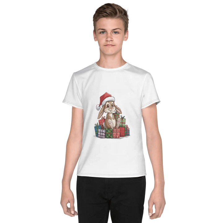 Santa Bunny Youth Crew Neck T-Shirt product image (1)