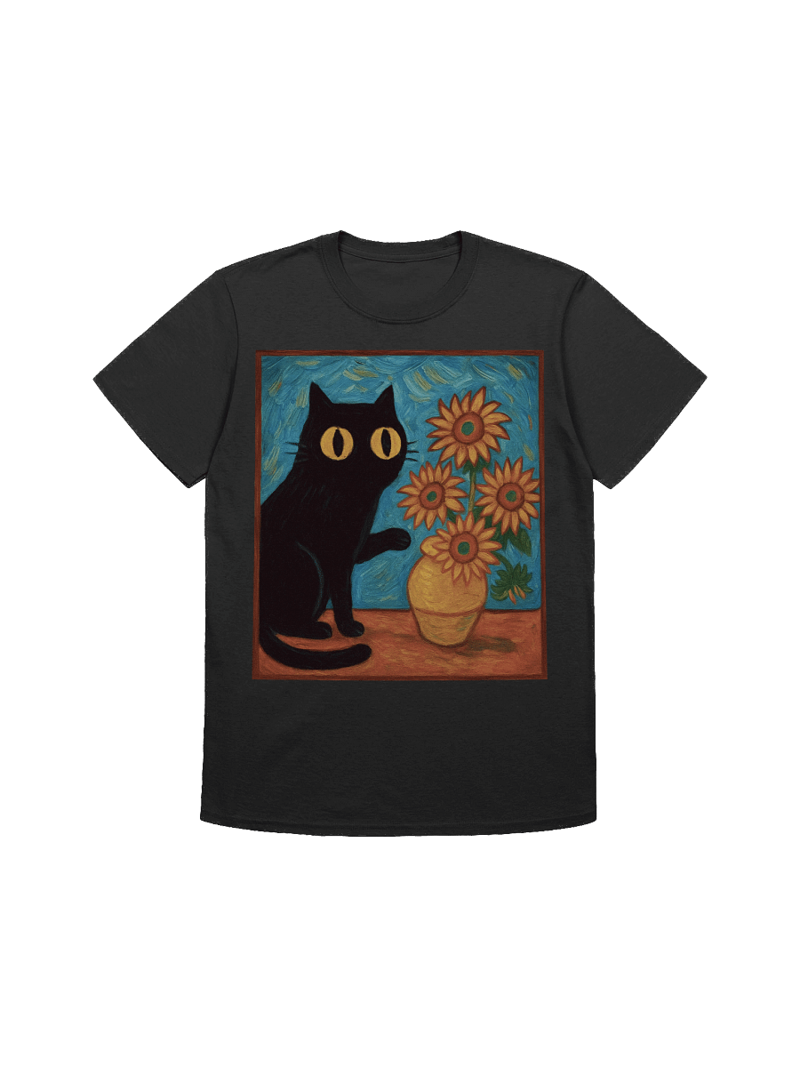 Sunflower Cat Van Gogh T-Shirt product image (5)