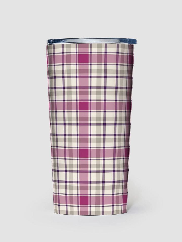 Magenta and Gray Plaid Travel Tumbler product image (2)