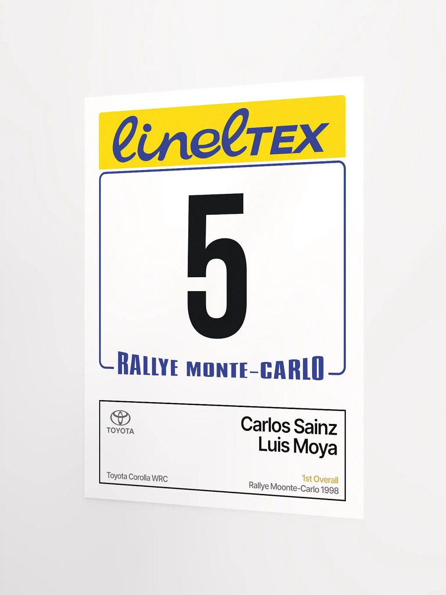 A3 Poster / Carlos Sainz / 1998 Rallye Monte-Carlo Number 5 product image (2)