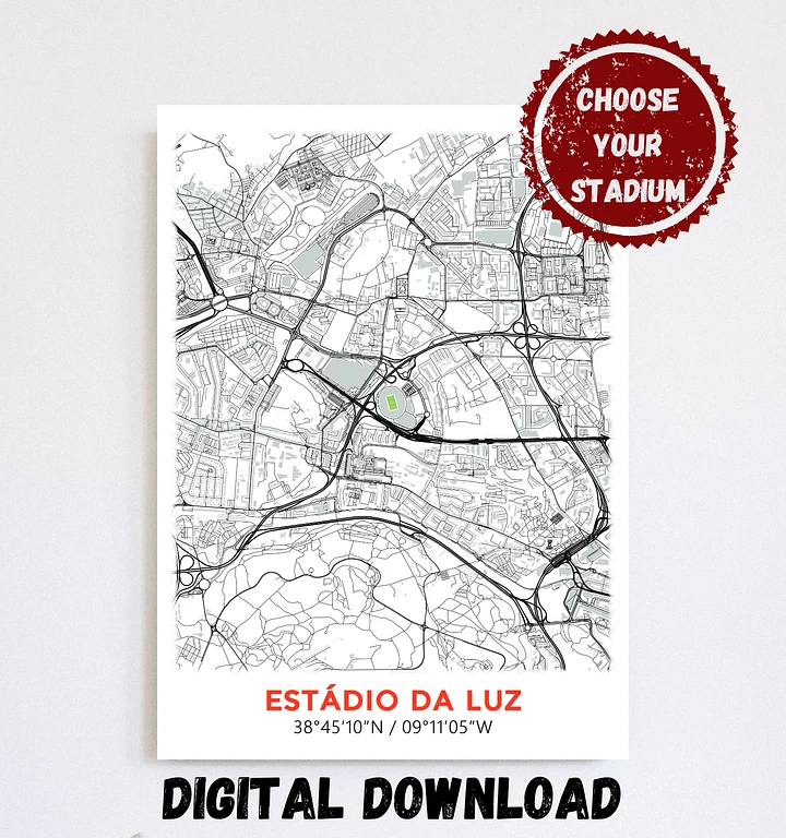 Benfica Stadium Map Design Digital Download product image (1)