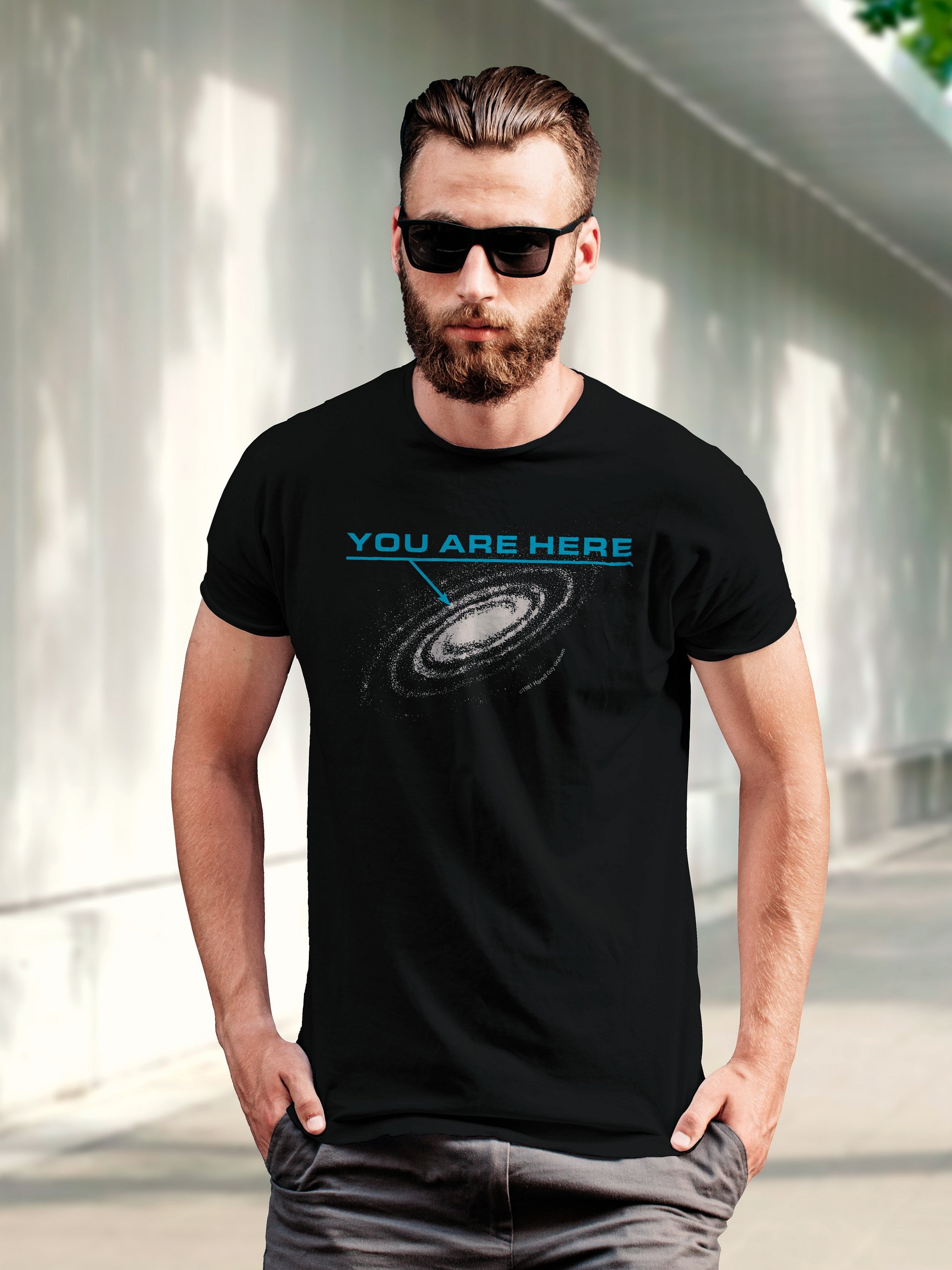 You are here: Milky Way galaxy map — Short-Sleeve Unisex T-Shirt, space t-shirt, star map product image (5)