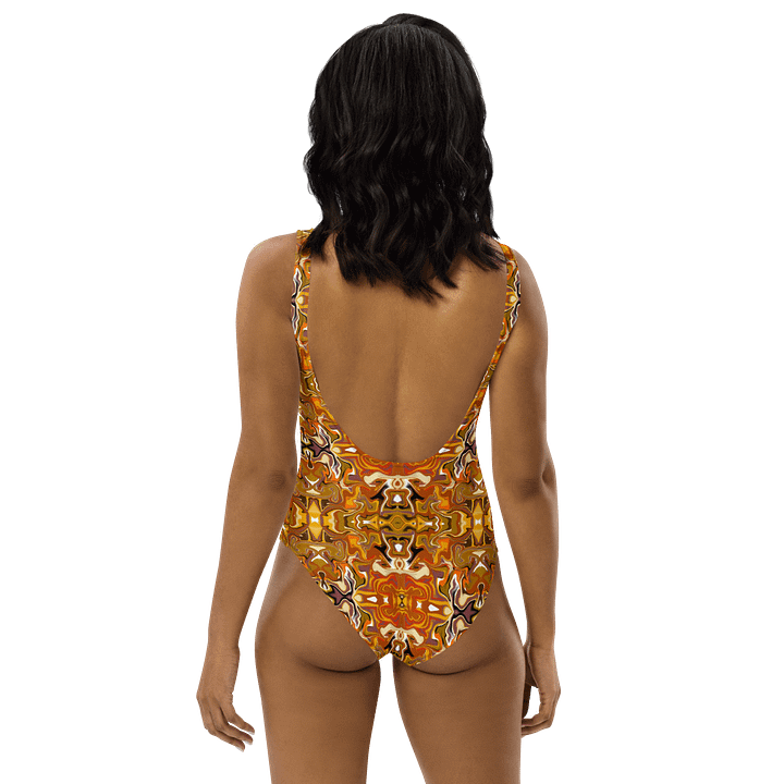 Symmetrical Splendor Brown African Inspired Design Swimsuit product image (2)
