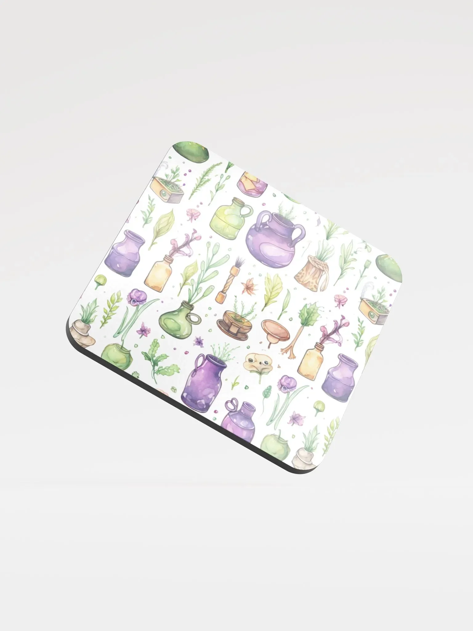 Glossed Cork Coaster 🟩 🔶 🟪 Fascinating Watercolor Pattern - Motif 3 product image (1)