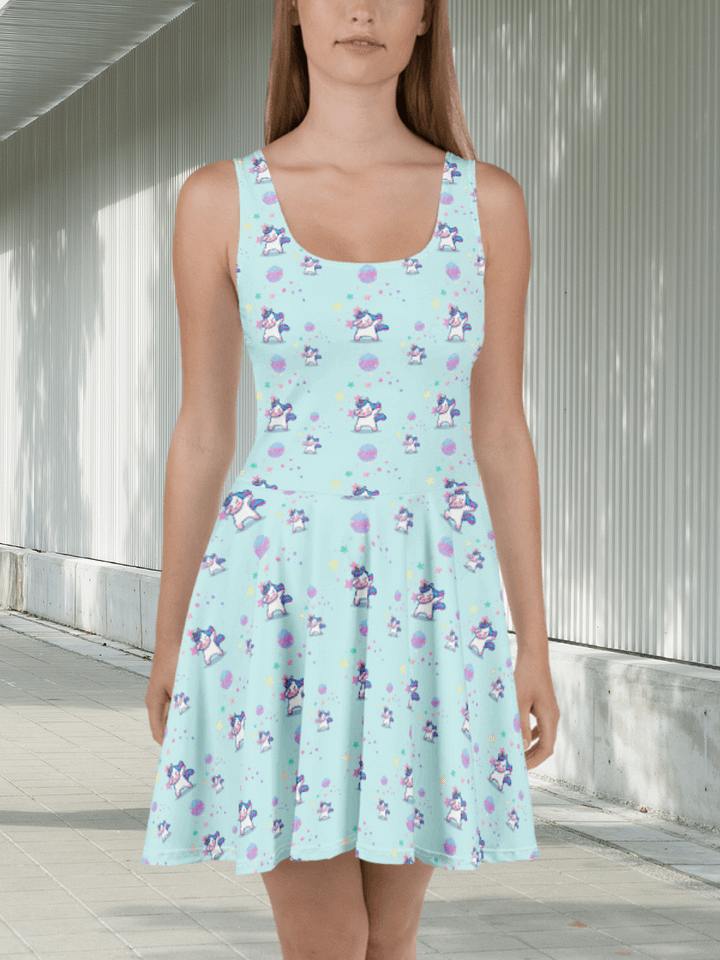 Disco Dabbing Unicorn Skater Dress product image (2)