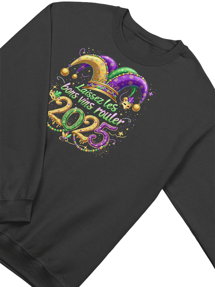 Mardi Gras Wine-Inspired Sweatshirt – "Laissez les Bons Vins Rouler" – Cozy Wine Lovers' Outfit product image (1)