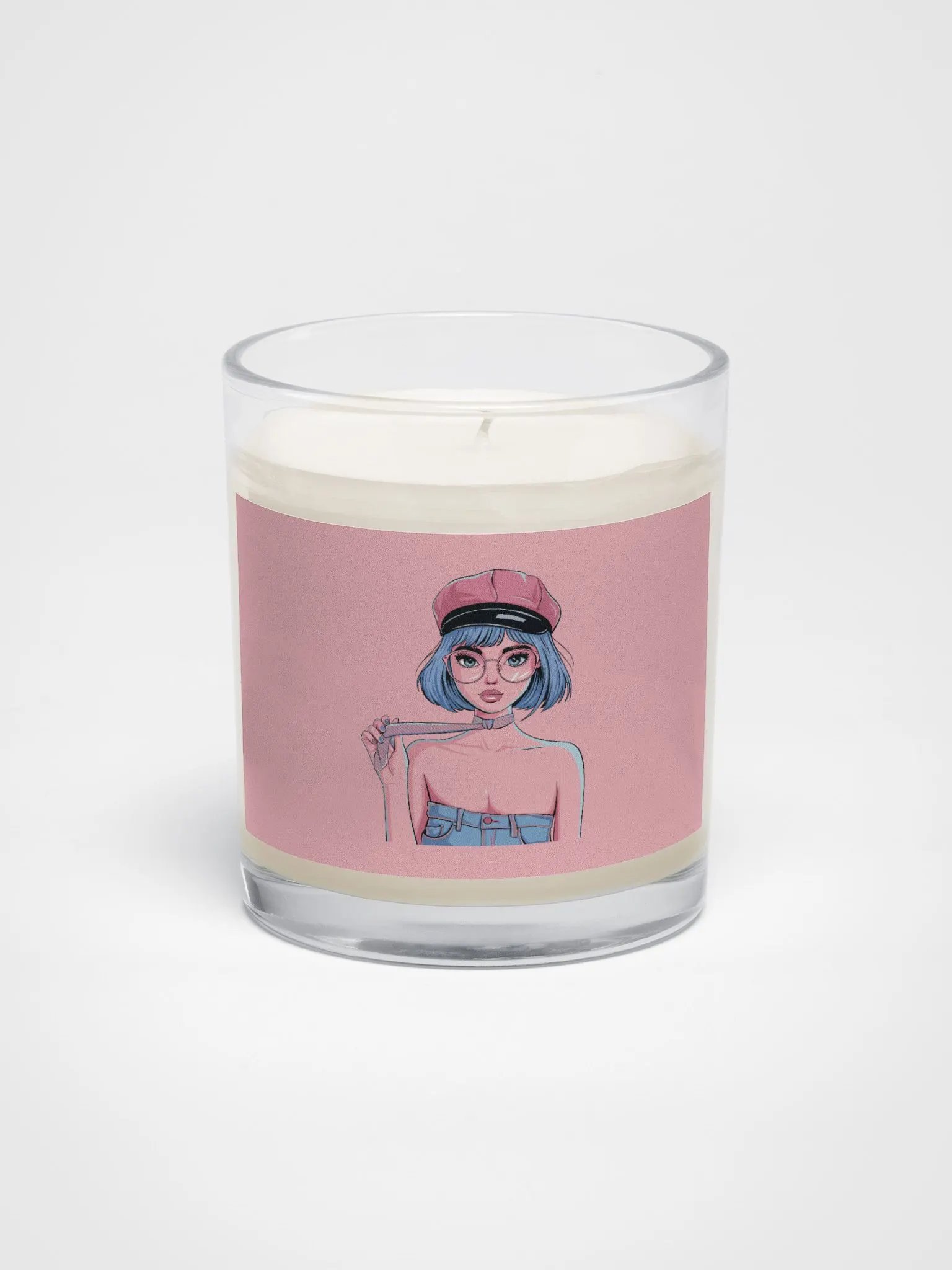Whimsical Blue Hair & Beret Soy Wax Candle product image (1)