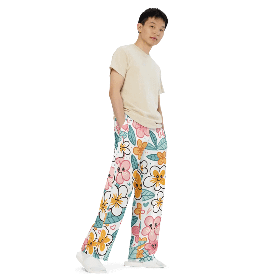 Cheerful Blooms Unisex Wide-Leg Pants product image (7)
