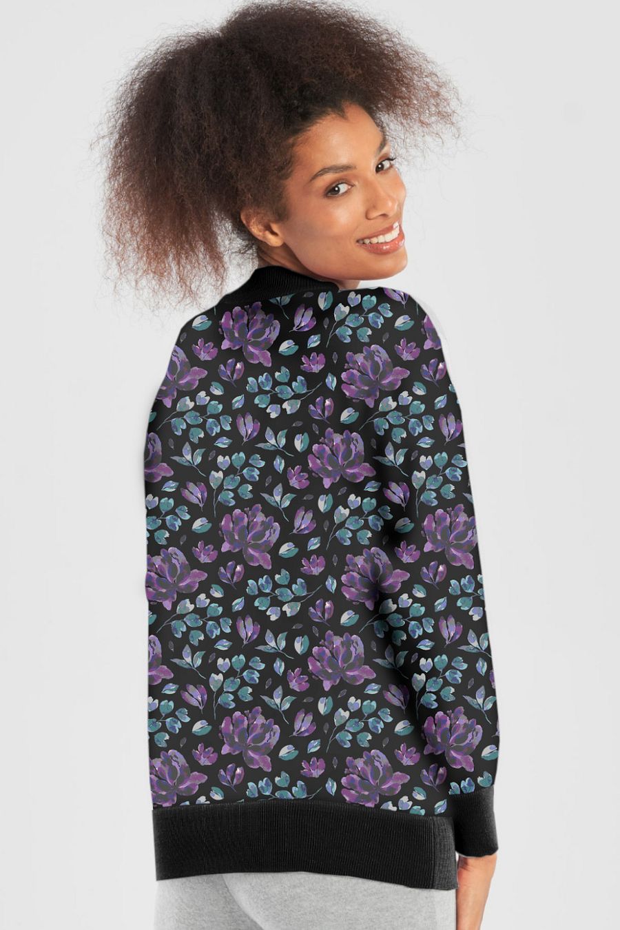 Purple Floral Cardigan Sweater product image (11)