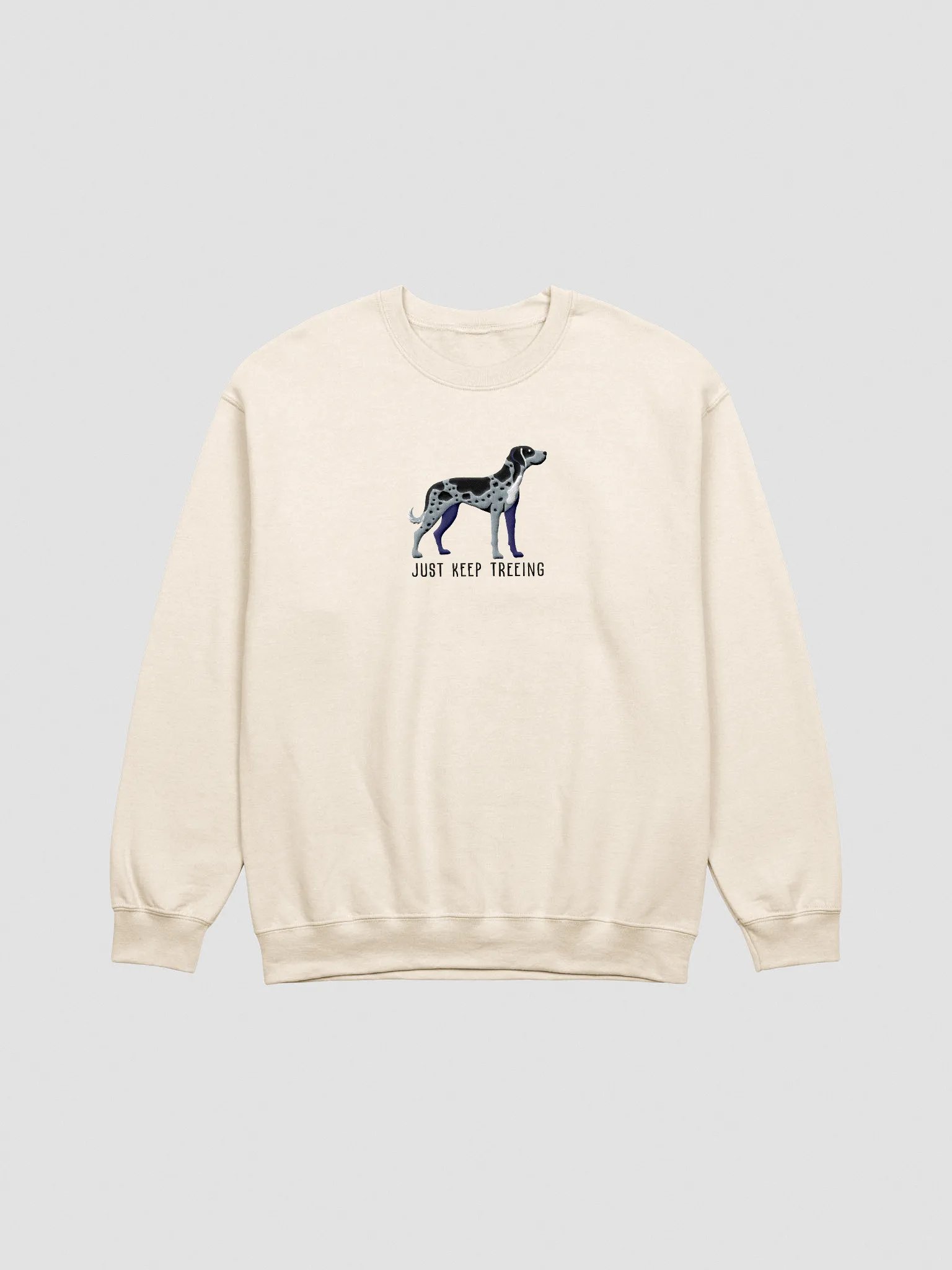 Just Keep Treeing Sweatshirt (Embroidered) of a Catahoula Leopard Dog(Blue Leopard) product image (3)