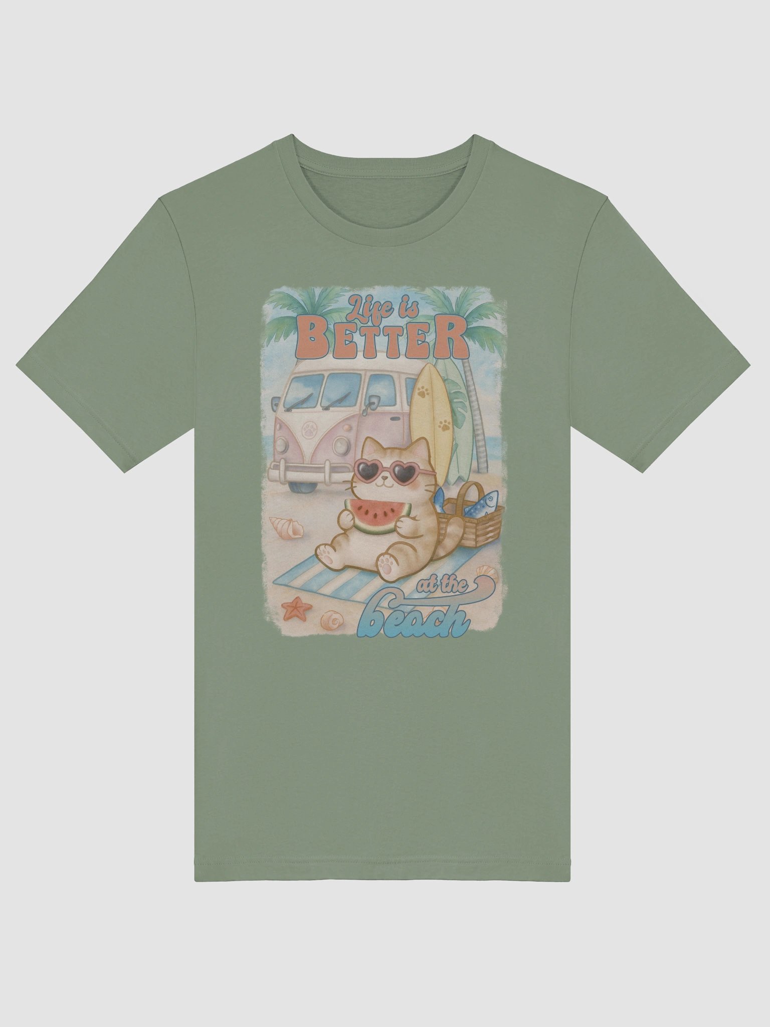 Summer Surf Cat -Unisex Tee Lightweight product image (9)