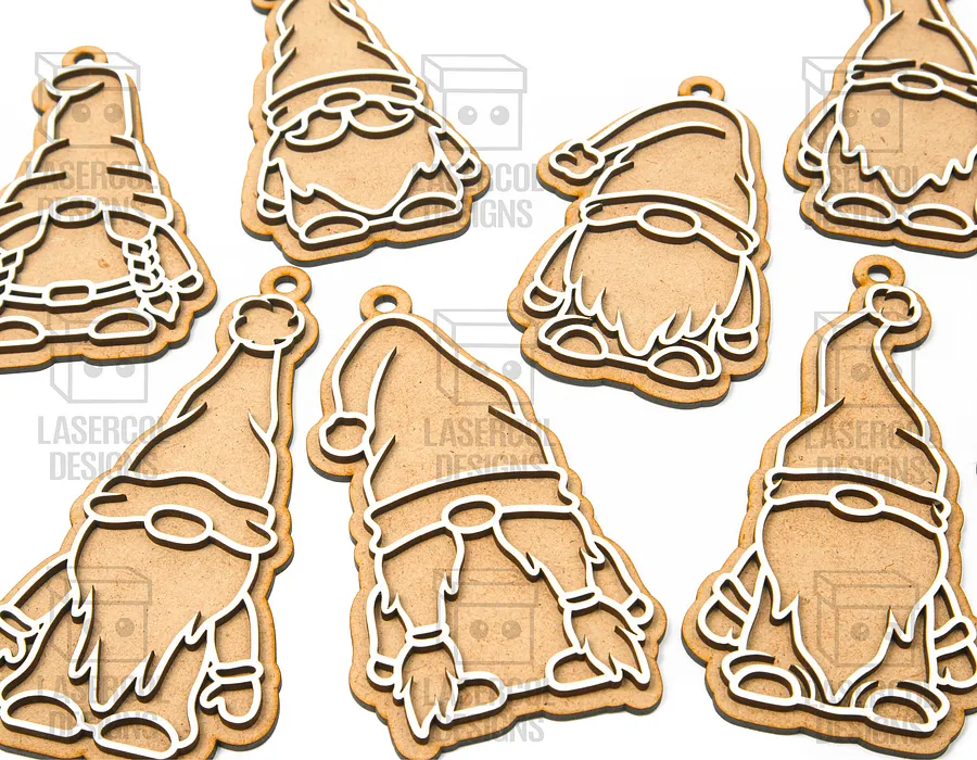 Gingerbread Gnomes Christmas Ornaments (10 Styles) - Laser Cut Files product image (5)