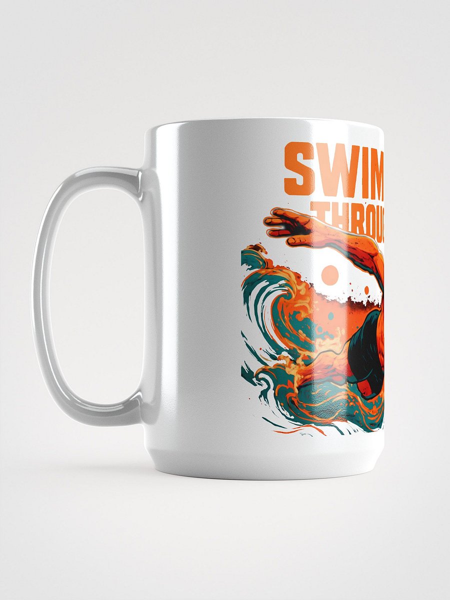 Orange-Hued Cosmic Journey: 'Swimming Through U-Verse glossy Mug product image (6)