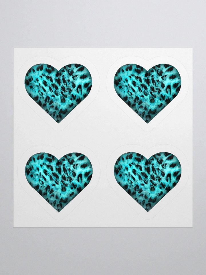 Leopard Skin Teal Heart - Kiss Cut Sticker product image (1)