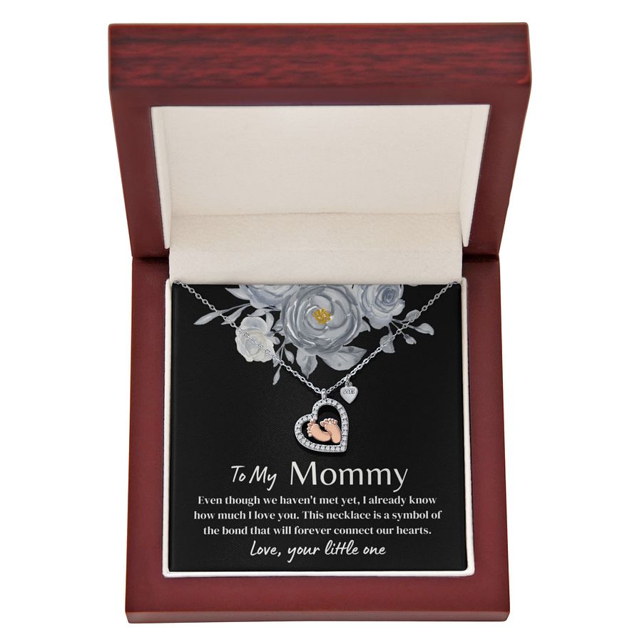 To My Mommy - Baby Feet Heart Necklace - Forever Connecting Our Hearts product image (6)