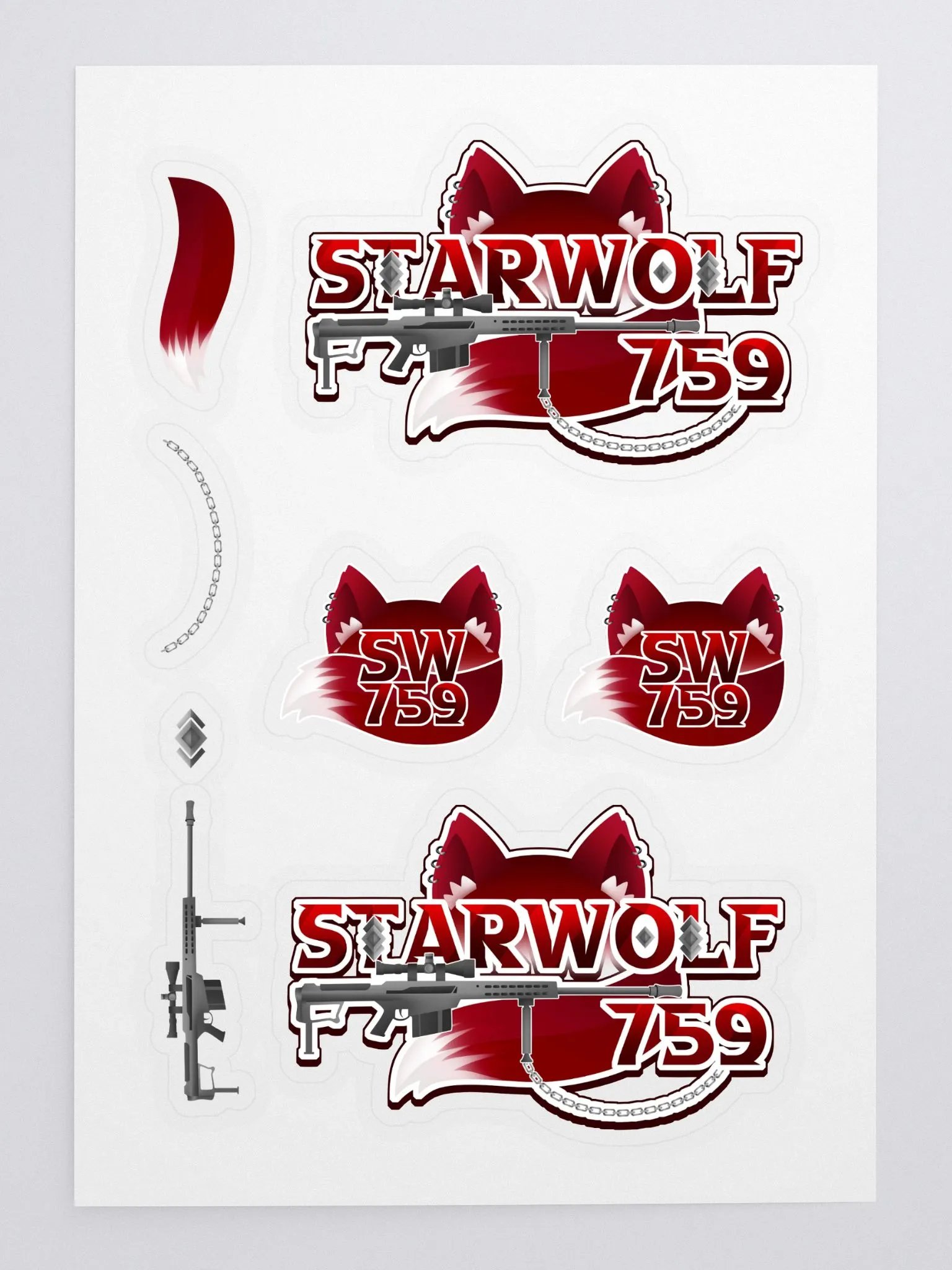 StarWolf759 logo kiss cut sticker sheet product image (3)