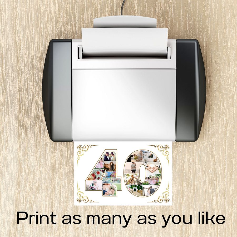 Forty Year Celebration Card Photo Collage Canva Template product image (9)