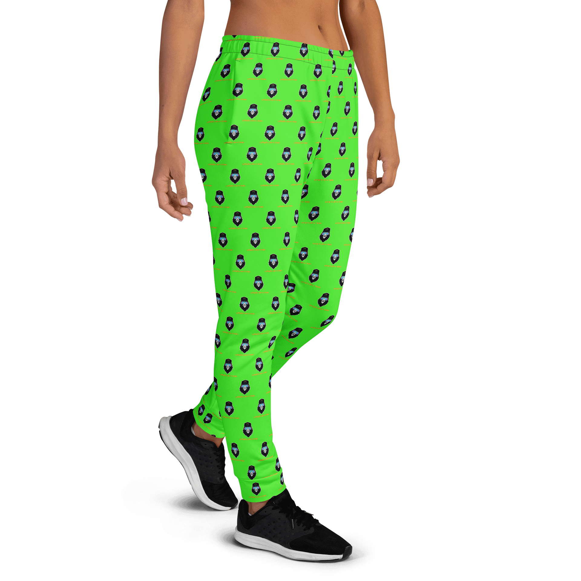 Synthsquatch Fitness Bigfoot Monogram Logo All-Over Print Women's Joggers (Neon Green) product image (4)