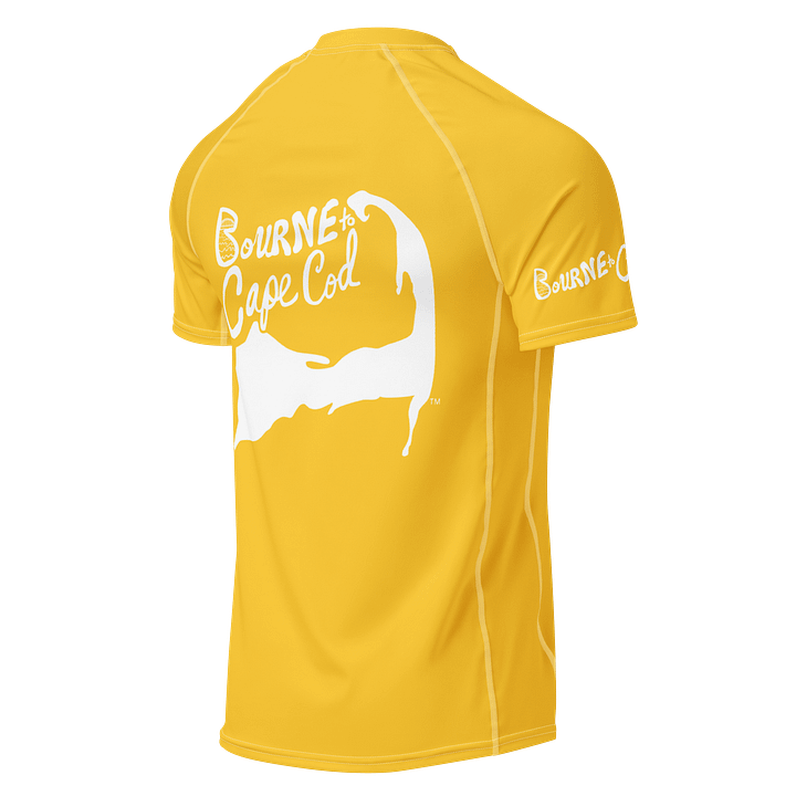 BRN.2C.C.™/BOURNE to Cape Cod™ | Men’s Performance Rash Guard | Recycled UPF 50+ Surf Shirt | White Logos on Yellow product image (2)