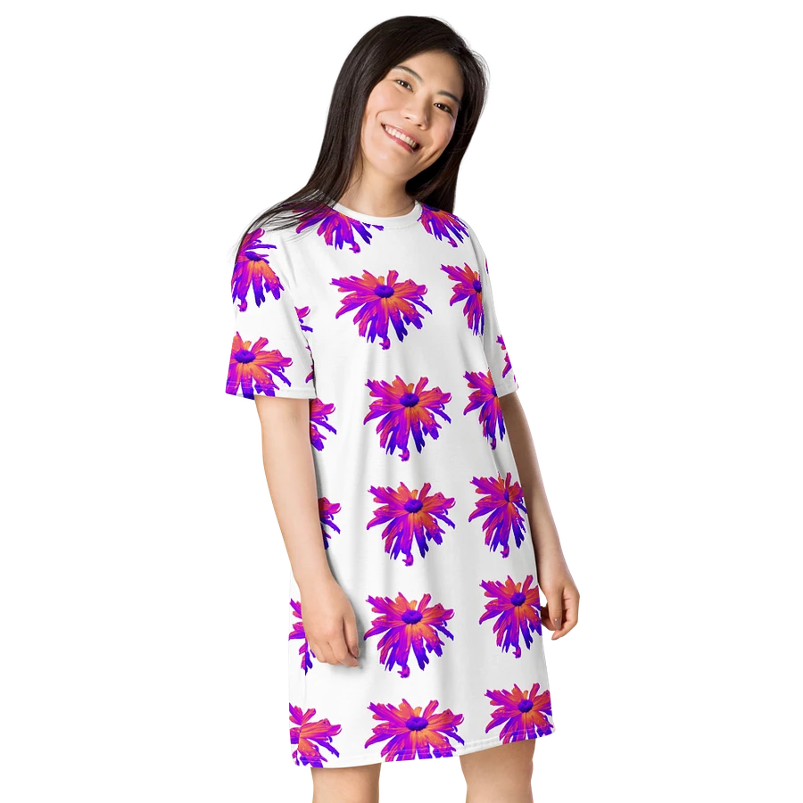 Abstract Pink Floating Daisy Flower Ladies T Shirt Dress product image (9)