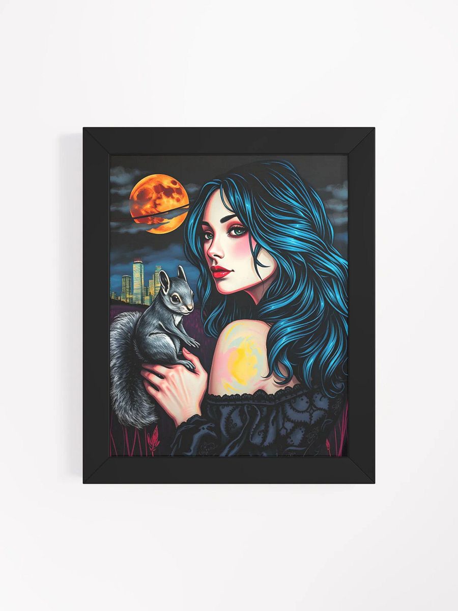 Moonlit Thoughts with her short tailed little guy, Framed Matte Poster product image (22)