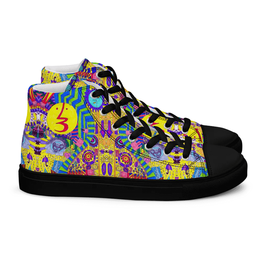 Abstract Colourful Doodle Ladies High Top Canvas Shoes product image (6)
