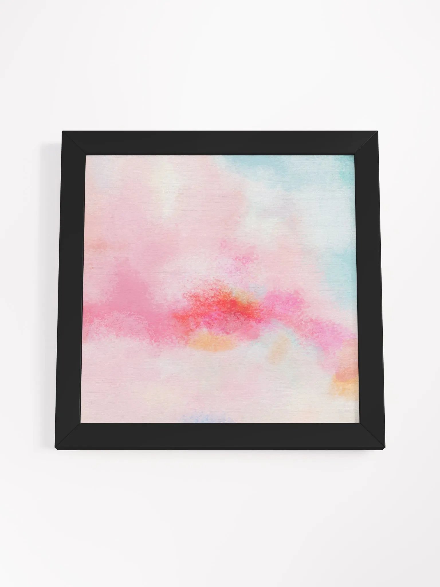 Blush pink, hot pink, peach, teal blue and white abstract painting print product image (5)