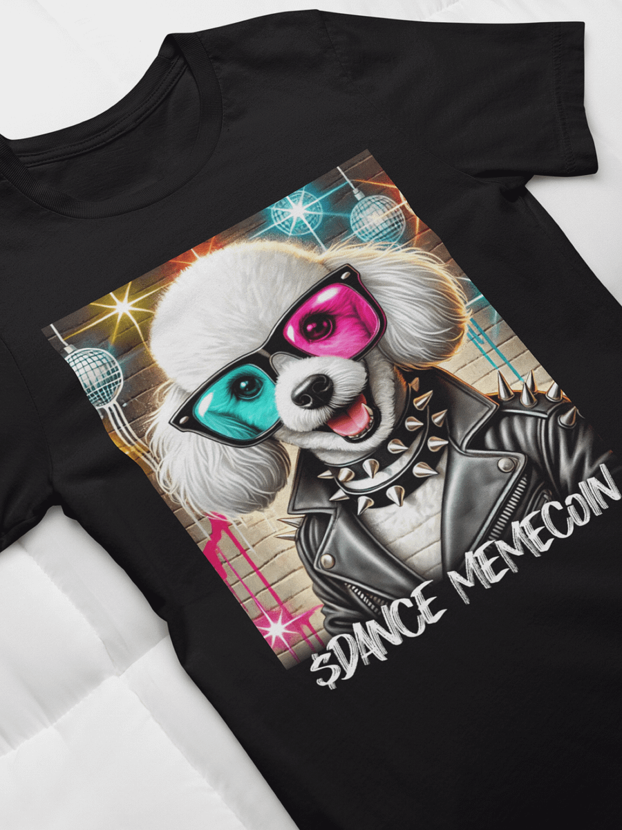 ROMO the POODLE - DANCE MEMECOIN - PREMIUM TEE - BLACK product image (1)