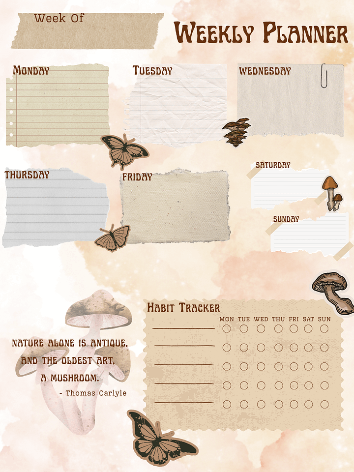 [LETTER] May Planner Design - Mushroom Scrapbook (Daily, Weekly, & Monthly) product image (2)