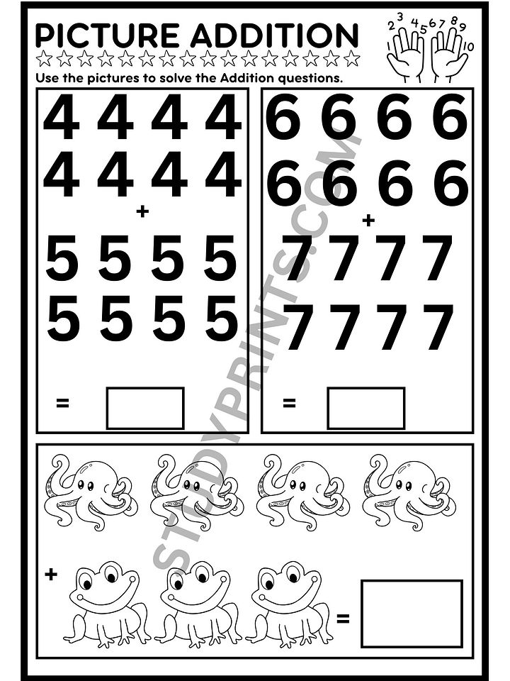addition and subtraction worksheets for kindergarten with pictures product image (2)