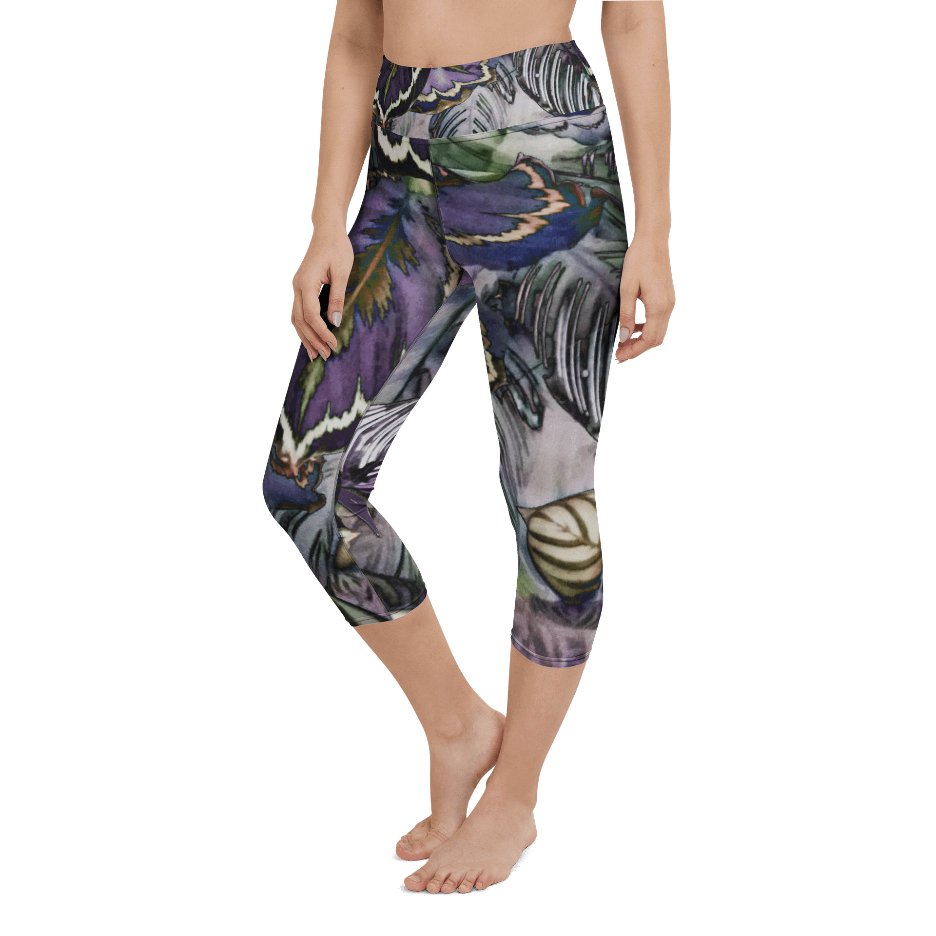 Purple Leaves Capri Leggings product image (6)