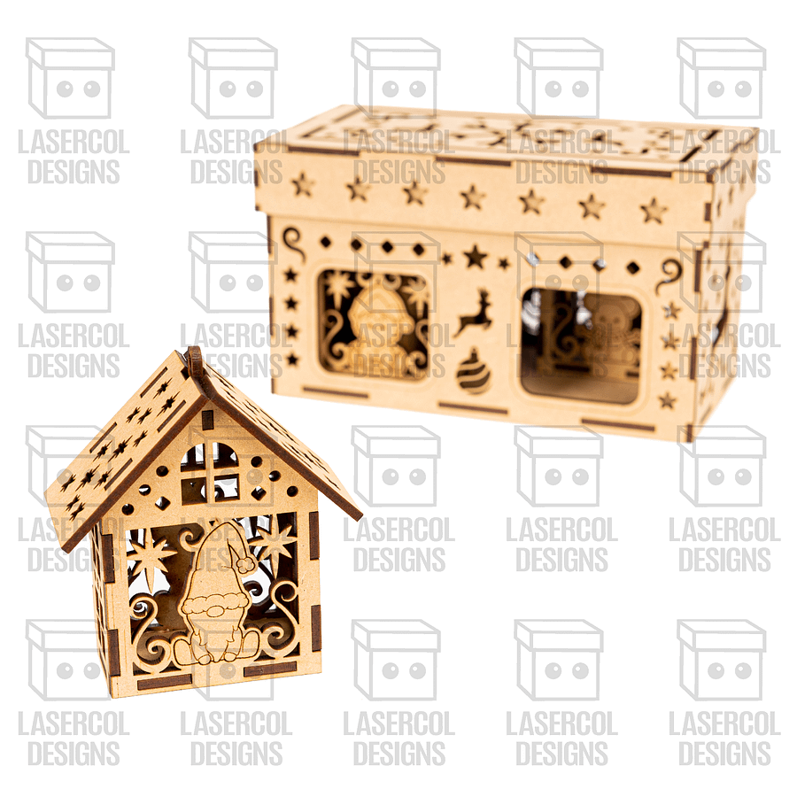 Christmas Ornaments Houses Box Set 2 - Laser Cut Files product image (6)