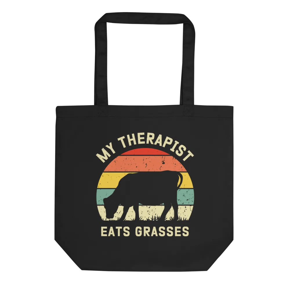 "My therapist grasses-cow" black bag (medium size) product image (3)