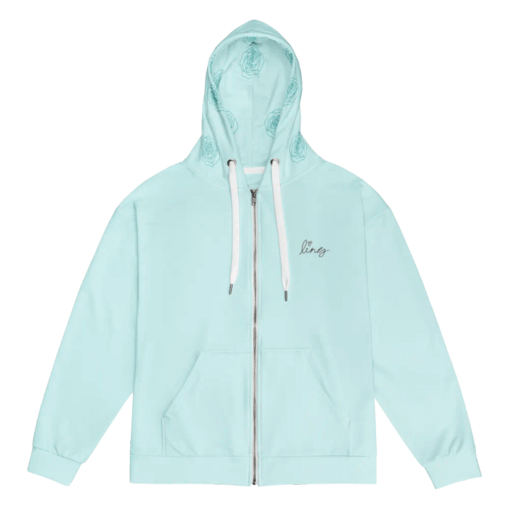 Lingling Kwong Rose Design Unisex Zip Hoodie (Blue) product image (1)