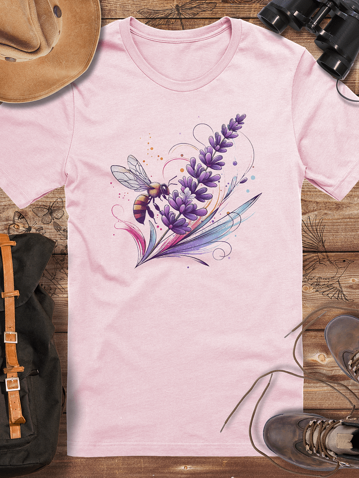 Buzzing Lavender Bee T-Shirt, Botanical Honeybee Tee, Nature-Inspired Wildflower Shirt, Garden Lover Gift product image (5)