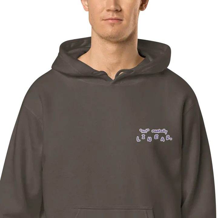 *not* mentally linear (L.C. purple bubble design) embroidered pigment hoodie product image (1)