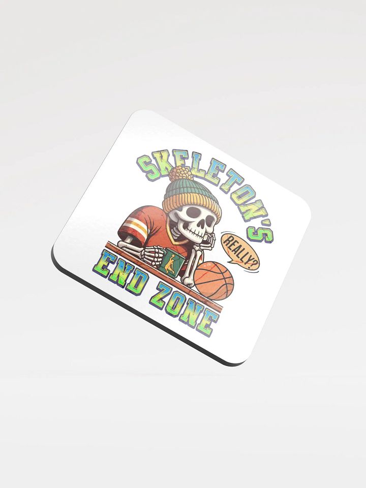 Skeletons End Zone Basketball Thoughtful Glossed Cork Coaster product image (2)